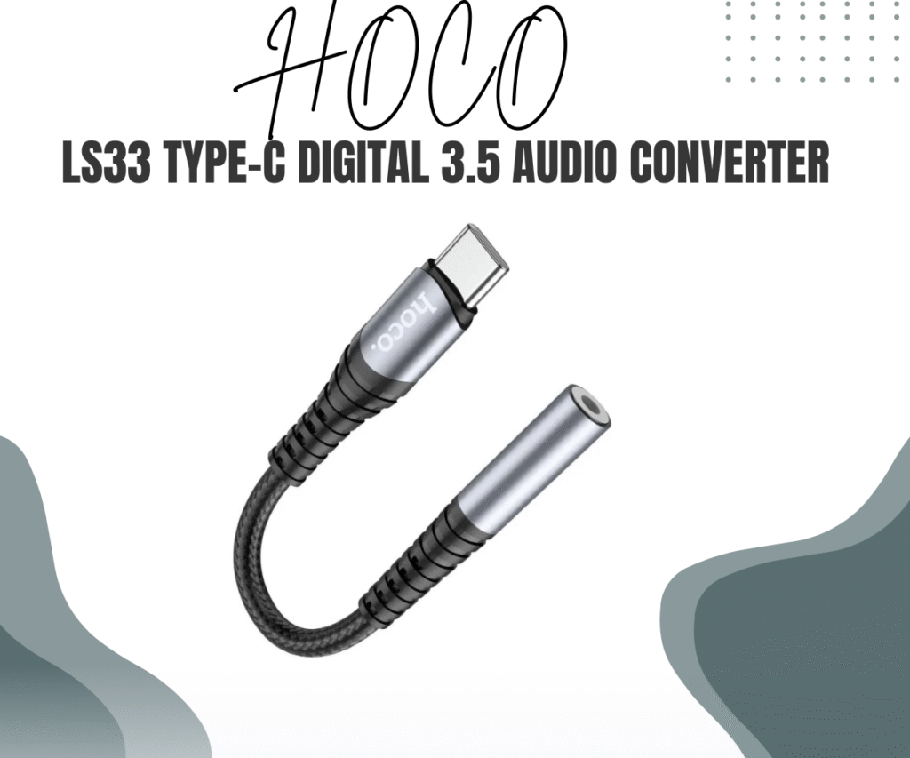 Hoco LS33 Type-C to 3.5mm Digital Audio Converter in black braided design
