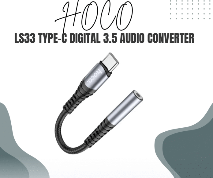 Hoco LS33 Type-C to 3.5mm Digital Audio Converter in black braided design